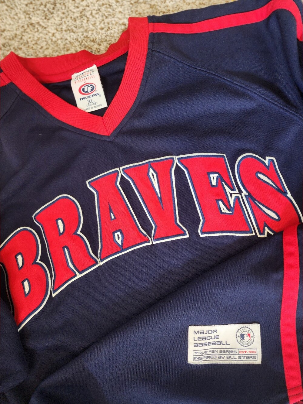 ❗️Vintage Atlanta Braves MLB Baseball Jersey Sewn Stitched True Fan Series Blue